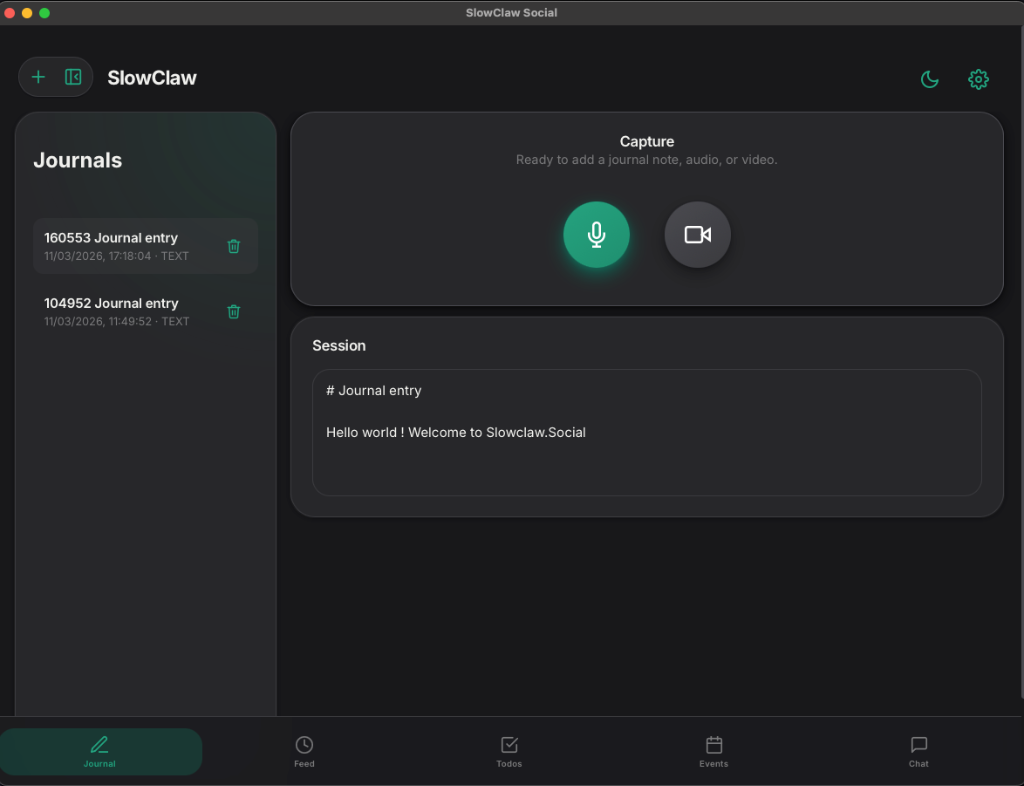 SlowClaw Journal Interface